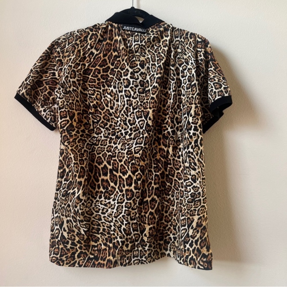 Roberto Cavalli Leopard Print Polo Shirt